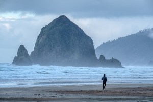 Running, Haystack Rock, Cannon Beach, Oregon, United States of America